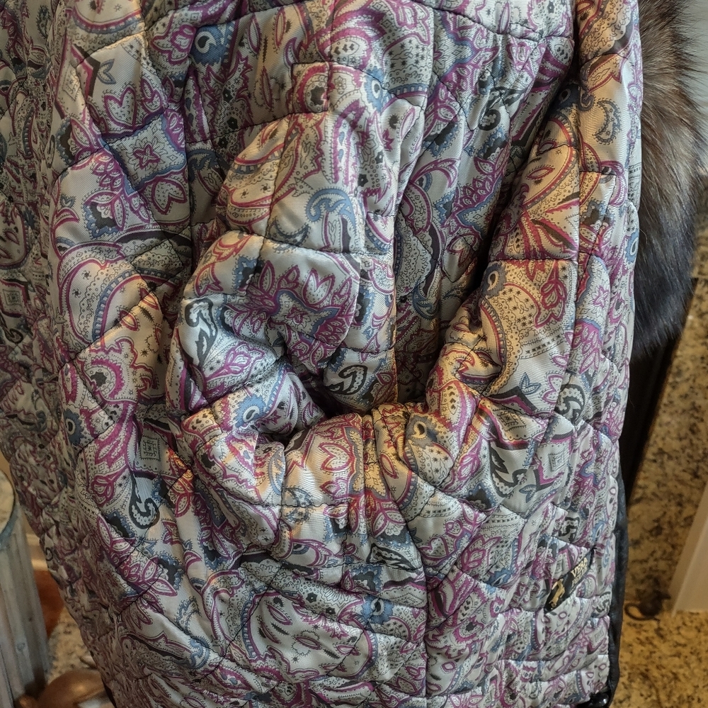 Vera Pelle Black Genuine Black Leather 3/4 Coat Fur Trim Made In Italy L - XL 14 - Picture 12 of 13